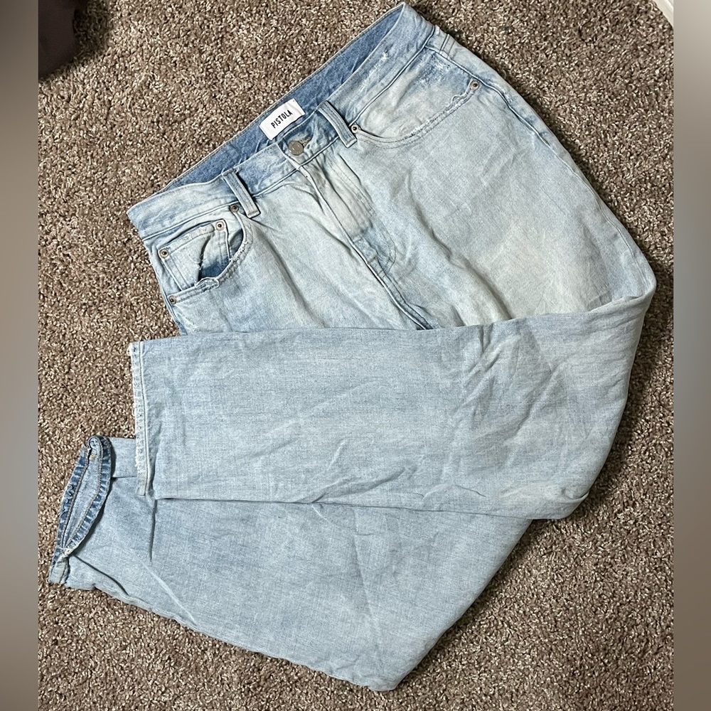 Pistola Strait Leg Ripped Blue Denim Jeans Size 28